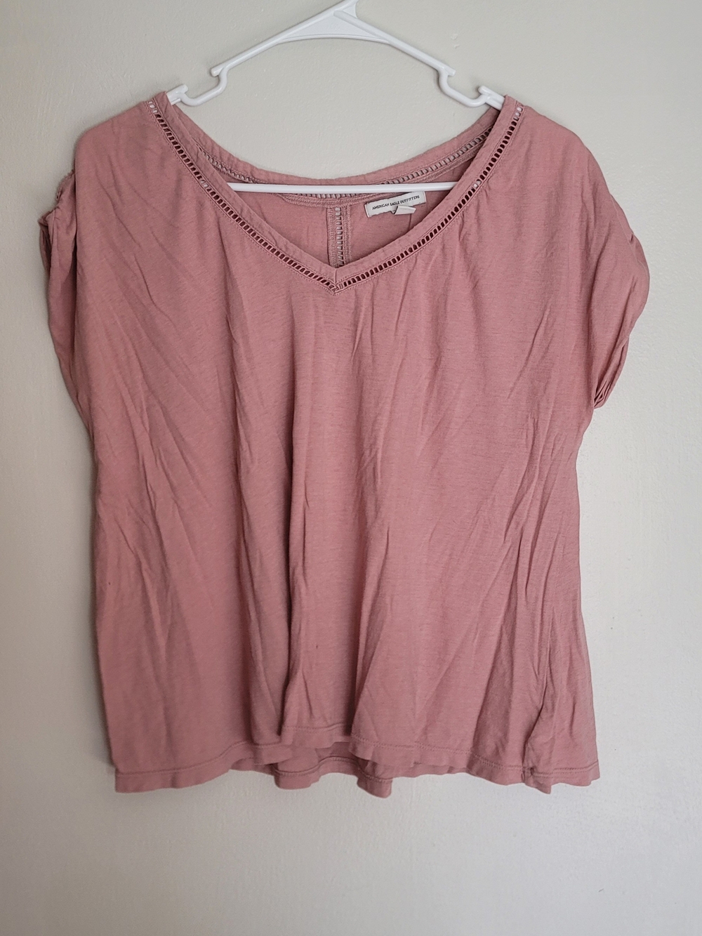 Women's Dusty Rose Short Sleeve V-Neck Top